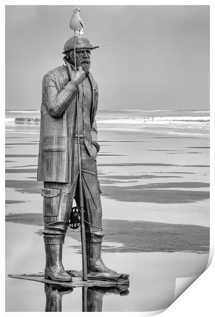Filey Fisherman Sculpture Art Print by Tim Hill