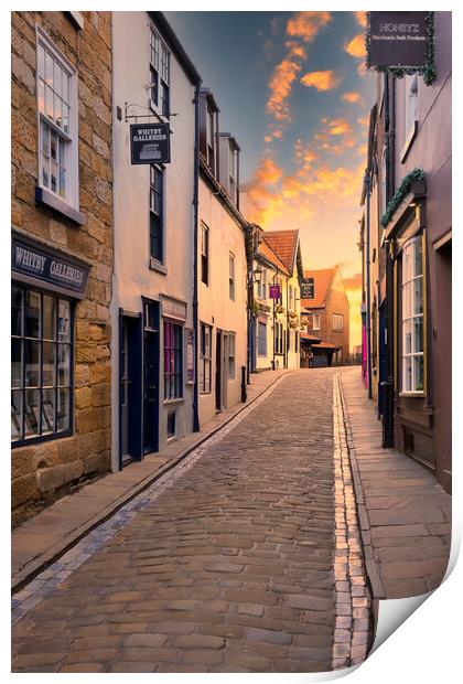 Whitby Shambles at Sunrise Print by Tim Hill