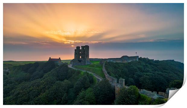 Scarborough Castle Sunrise Print by Tim Hill