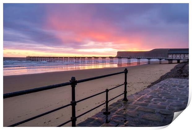 Saltburn Sunrise North Yorkshire Coast Print by Tim Hill