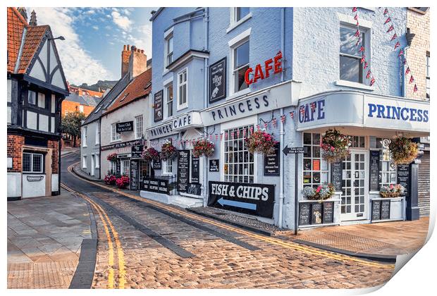 Scarborough Seafront fish and chips Print by Tim Hill