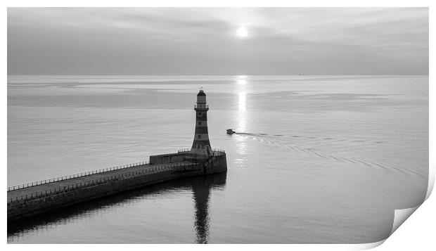Roker Pier Black and White Print by Tim Hill