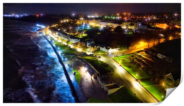  Filey Seafront at Night: Yorkshire coast Print by Tim Hill