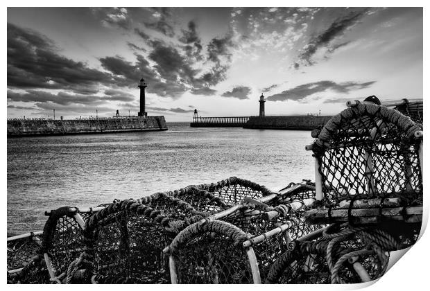 Whitby Black and White Print by Tim Hill