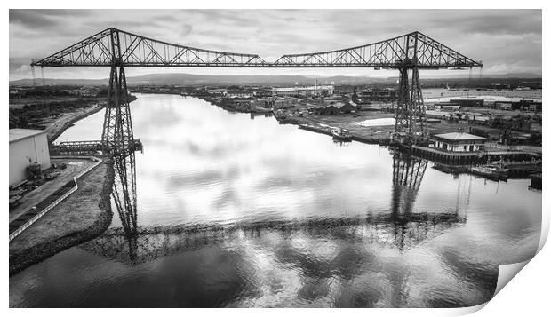 Tees Transporter Bridge Black and White Print by Tim Hill