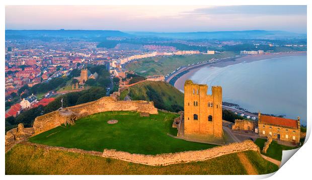 Scarborough Castle to North Bay Print by Tim Hill