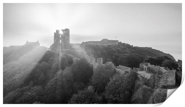 Scarborough Castle Black and White Print by Tim Hill