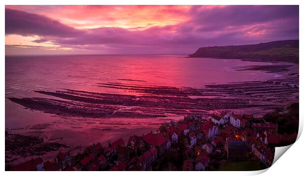 Robin Hood's Bay ~ December Sunrise Print by Tim Hill