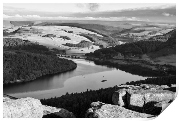 Bamford Edge Black and White Print by Tim Hill