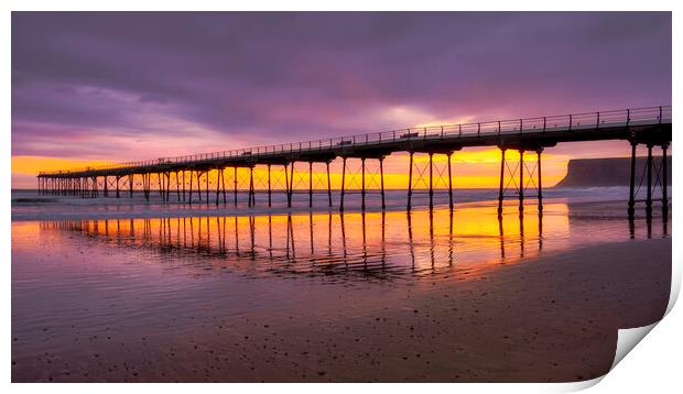 September Sunrise at Saltburn by the sea Print by Tim Hill