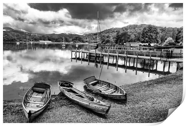 Ambleside Rowing Boats, Lake Windermere, The Lakes Print by Tim Hill