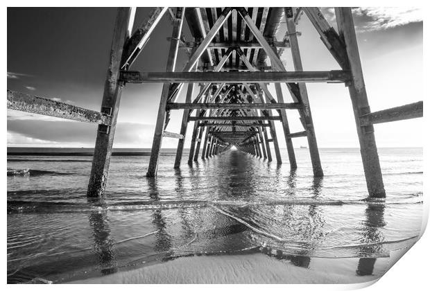 Steetley Pier Black and White Print by Tim Hill