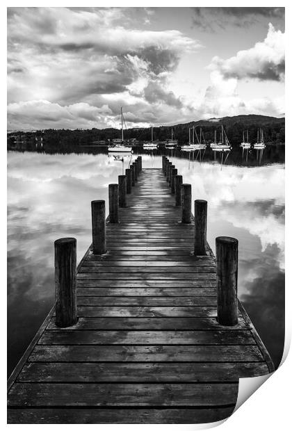 Ambleside Boat Jetty Black and White Print by Tim Hill