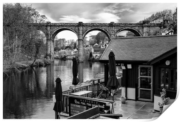 Knaresborough Waterfront Black and White Print by Tim Hill