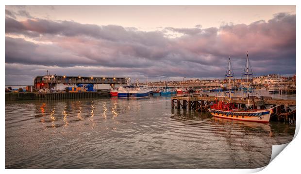 Bridlington Harbour at Dawn Print by Tim Hill