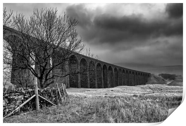 Ribblehead Viaduct Monochrome Print by Tim Hill