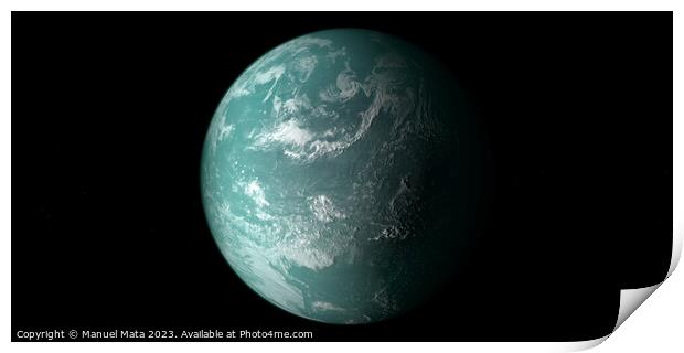 Full Surface of exoplanet Kepler 22b Print by Manuel Mata