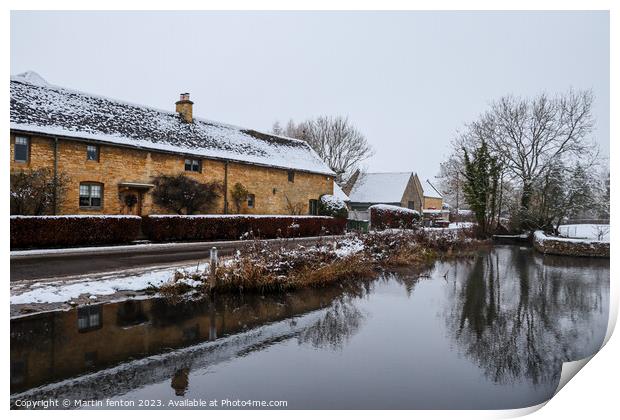 Snowy Lower Slaughter Print by Martin fenton