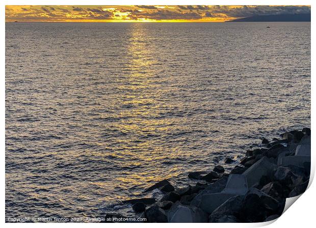 Sunset over Costa Adeje Tenerife Print by Martin fenton