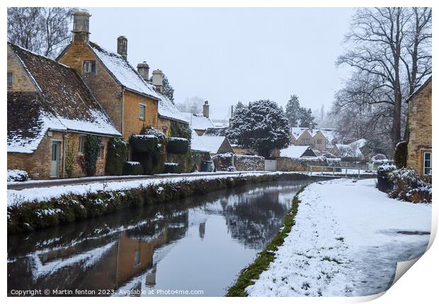 Lower Slaughter winter reflections Print by Martin fenton