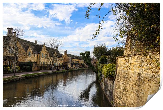 Bourton on the water river reflections Print by Martin fenton