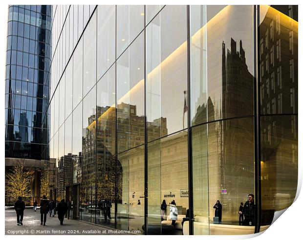New York City window reflections Print by Martin fenton