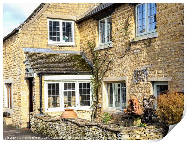Cotswolds corner cottage Bourton on the water Print by Martin fenton