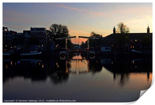 Amsterdam canal at sunrise Print by Random Railways