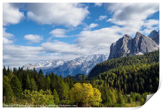 Panoramic view of the famous peaks of the Dolomites, Belluno Pro Print by Lubos Chlubny
