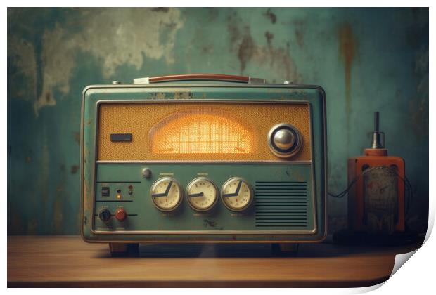 Vintage radio against the wall. Digital art Print by Lubos Chlubny