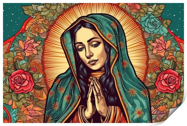 Beautiful lady of guadalupe mexico saint holy faith. Generative AI Print by Lubos Chlubny