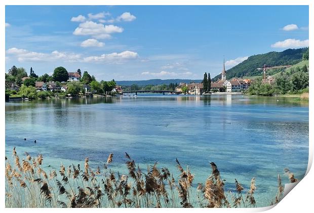 Scenic view of the Rhine River in Stein Am Rhein, Schaffhausen, Switzerland Print by Irena Chlubna