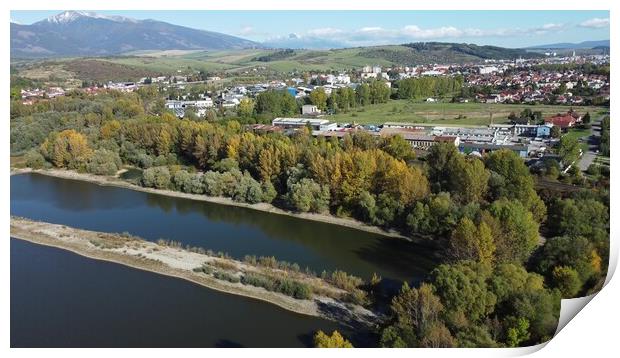 Aerial view of Liptovska Mara reservoir in Slovakia. Water surface Print by Irena Chlubna