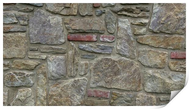 Masonry wall of multicolored stones or blocks Print by Irena Chlubna