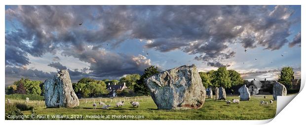 The Incredible Neolithic Standing Stone Circle of Avebury Print by Paul E Williams