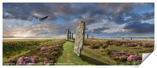 View of the Enigmatic Neolithic Stone Circle of Brodgar, Orkney Print by Paul E Williams