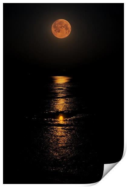 Moon down over the Brightlingsea Creek  Print by Tony lopez