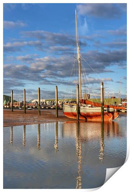 Smack at the scrubbing posts Brightlingsea  Print by Tony lopez