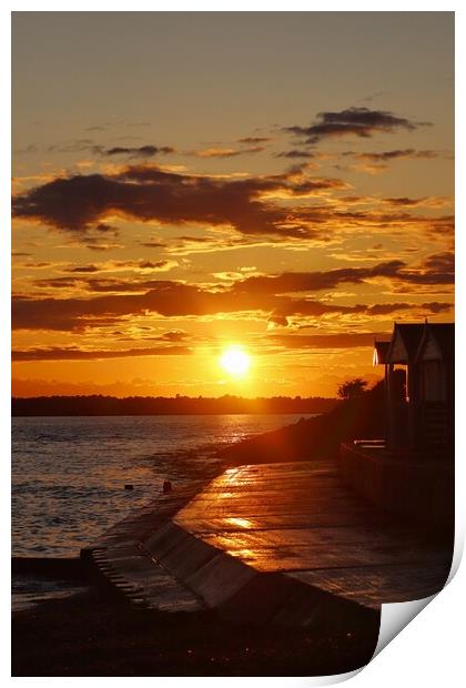 Sunset over Brightlingsea Beach  Print by Tony lopez