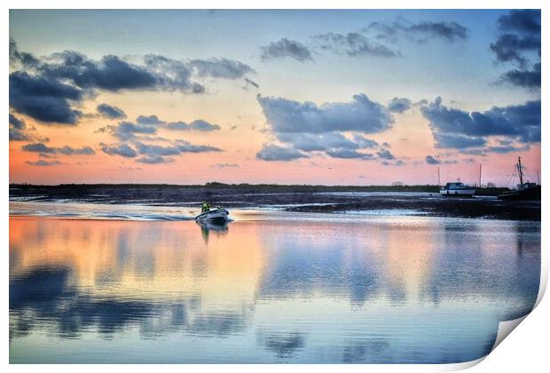 To work over the Brightlingsea Harbour in colourful reflections  Print by Tony lopez