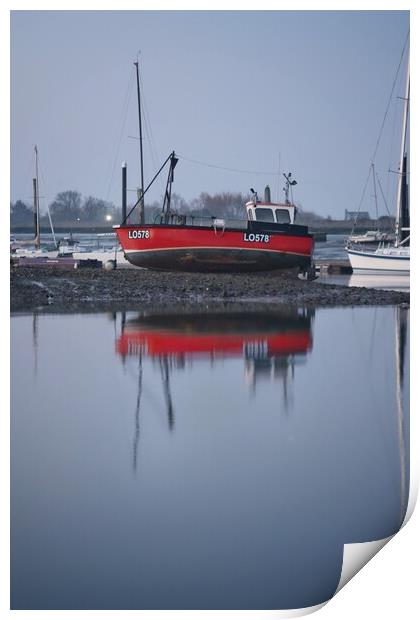 Low tide over Brightlingsea Harbour in reflection  Print by Tony lopez