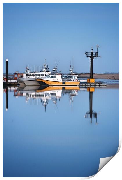 Morning blue reflections over Brightlingsea Harbour  Print by Tony lopez