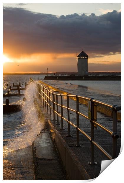 Sunset over Batemans Tower in Brightlingsea essex. Print by Tony lopez