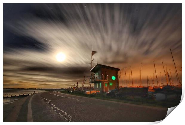 moon glow cloudscape over the Brightlingsea promen Print by Tony lopez