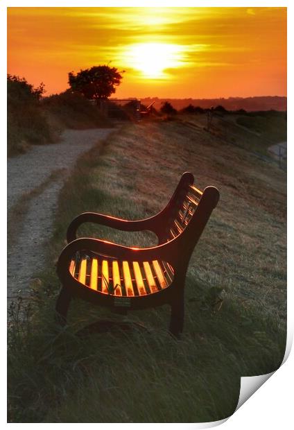Best seat in the house at sunset in Brightlingsea  Print by Tony lopez