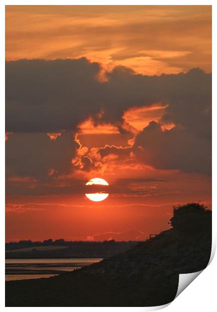 Sun setting over Brightlingsea beach  Print by Tony lopez