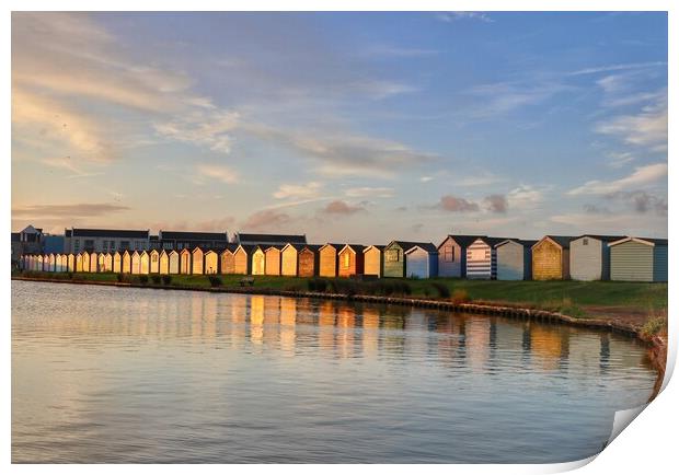 Sunrise reflections across the Brightlingsea Boating lake  Print by Tony lopez
