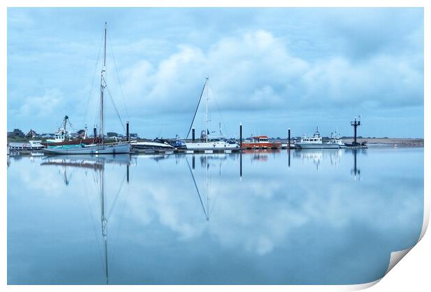 Brightlingsea Harbour in the morning blue  Print by Tony lopez