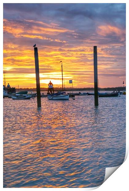 Brightlingsea sunrise colours over the harbour  Print by Tony lopez