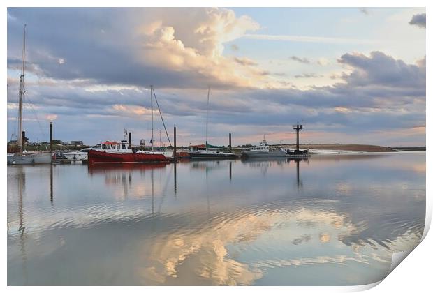 Cloudscape reflections over Brightlingsea harbour  Print by Tony lopez